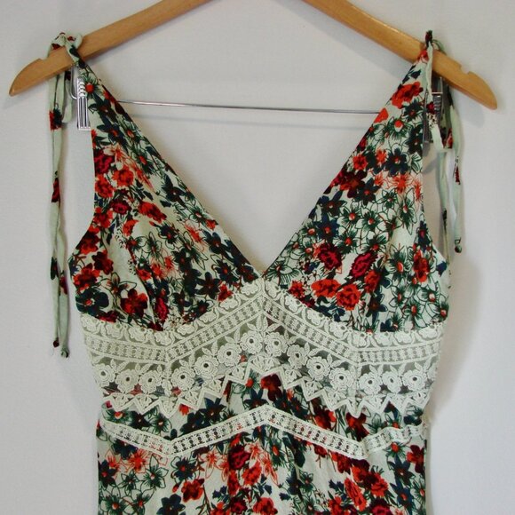 Free People Claire Floral Boho Maxi Slip Dress Sleeveless Crochet Lace NEW XS - Picture 6 of 15